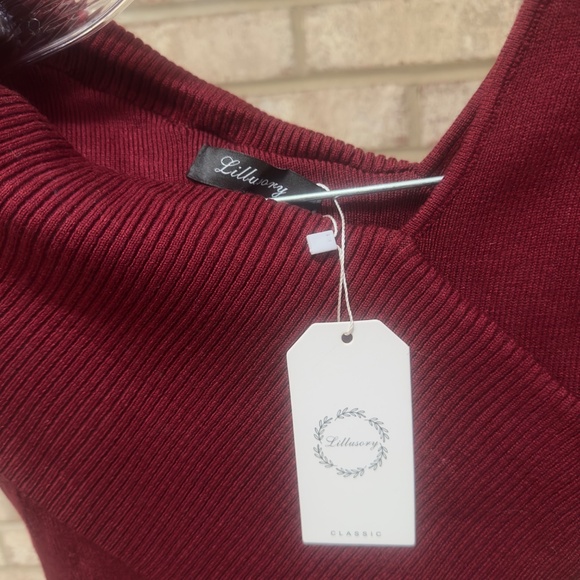 NEW Lillusory Red Off The Shoulder Sweater Dress.- Misses Small - Picture 3 of 4